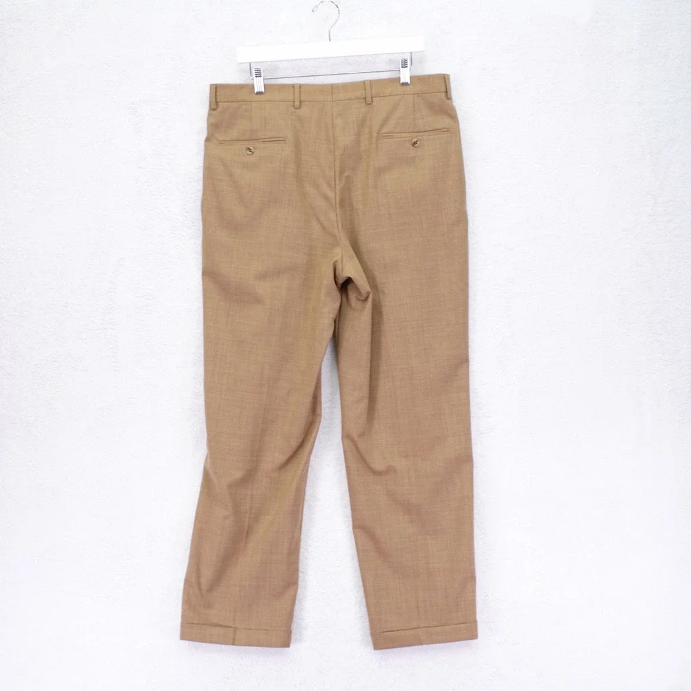 Hart Schaffner Marx Basketweave Tan Brown Dress Pants Trousers 36 / 30.5 High Ri